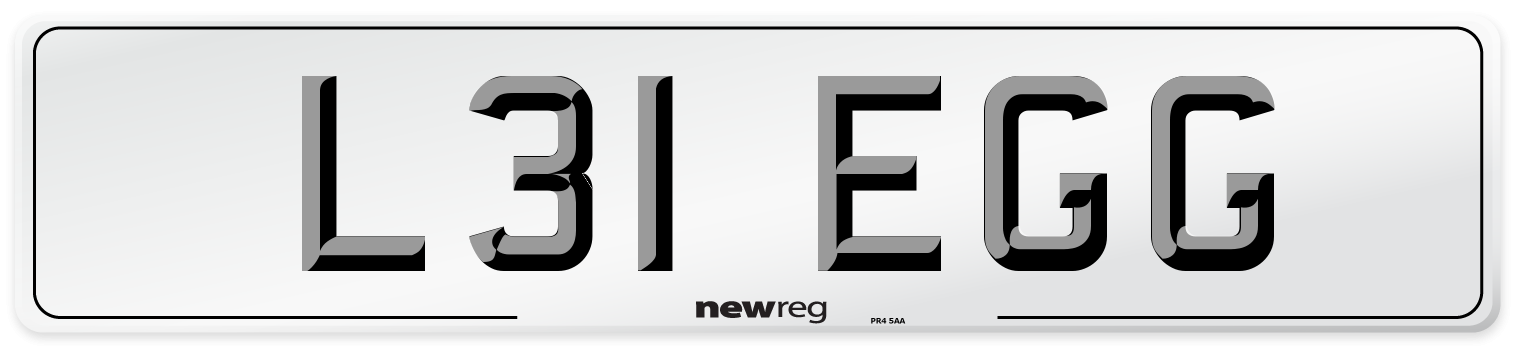 L31 EGG Number Plate from New Reg